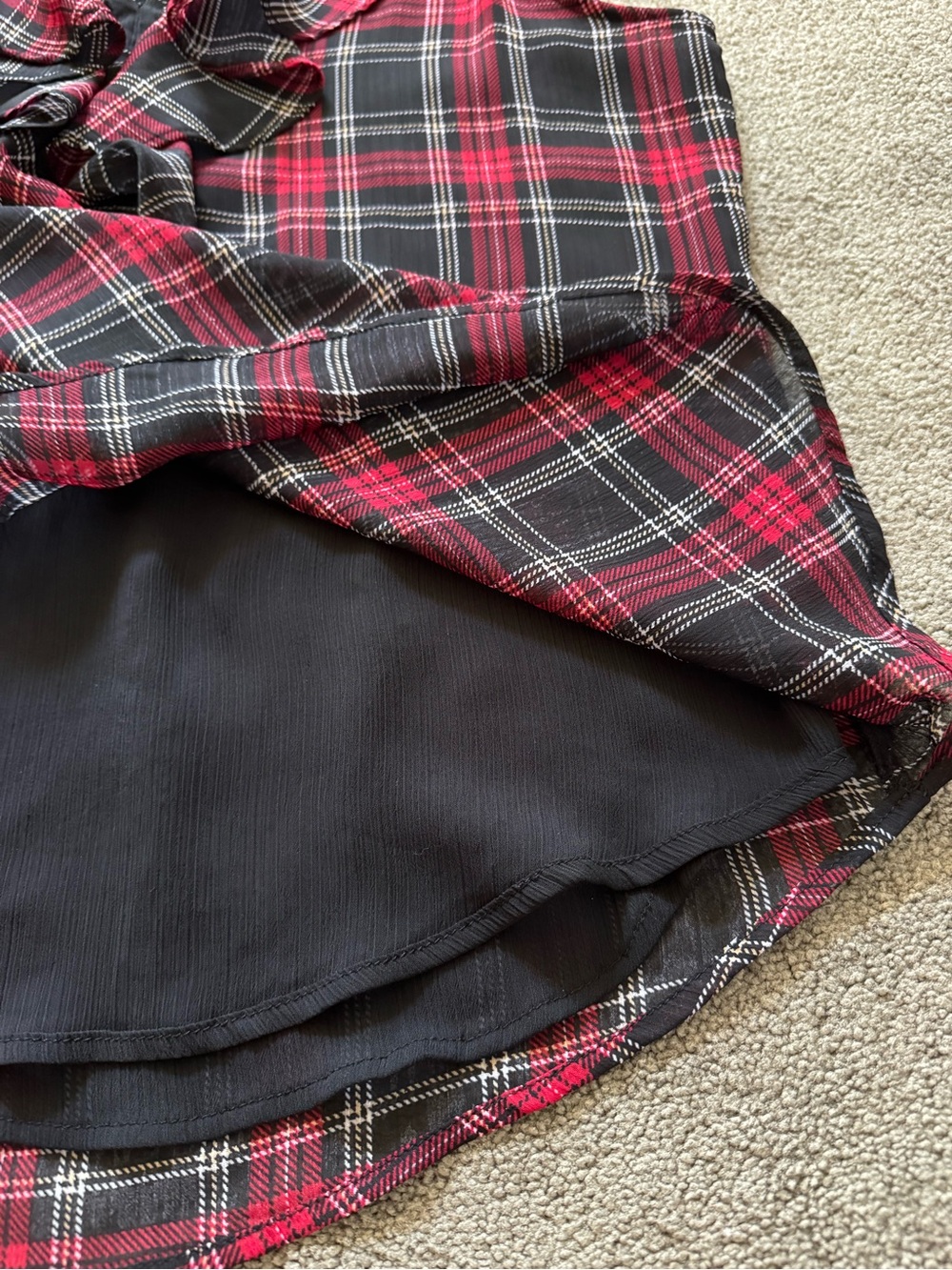 Tommy Hilfiger Red & Black Plaid Ruffle Sleeveless Camisole - Picture 6 of 14